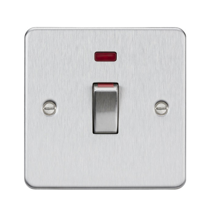 Knightsbridge 45A DP Switch with Neon 1G size - Brushed Chrome