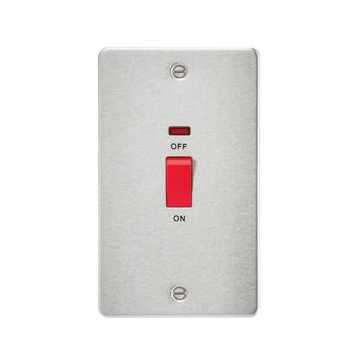 Knightsbridge 45A DP Switch with Neon 2G size - Brushed Chrome