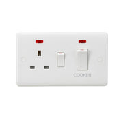 Knightsbridge 45A DP Switch & 13A Socket with Neons - White Rocker