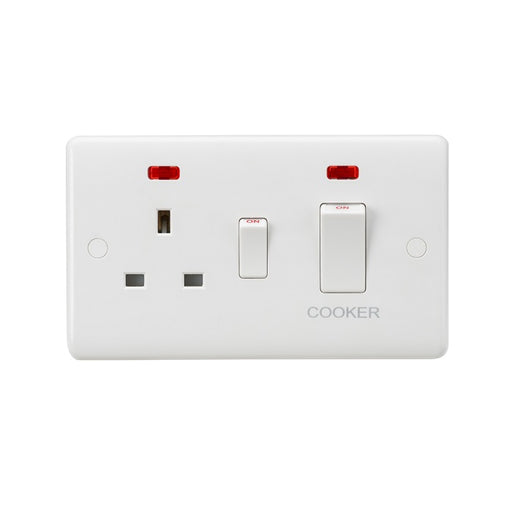 Knightsbridge 45A DP Switch & 13A Socket with Neons - White Rocker