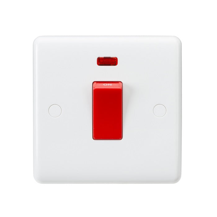 Knightsbridge 45A DP Switch with Neon 1G size - Red Rocker