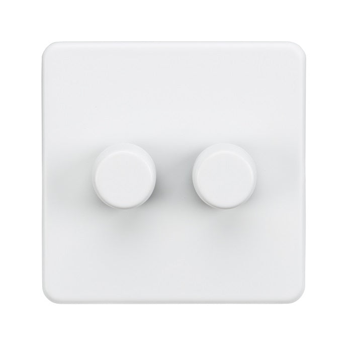 Knightsbridge 2G 2-way 10-200W 5-150W LED Intelligent dimmer - Matt White