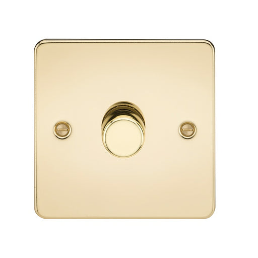 Knightsbridge 1G 2-way 10-200W 5-150W LED Intelligent dimmer - Polished Brass