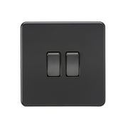Knightsbridge 10AX 2G 2-way Switch - Matt Black with black rockers