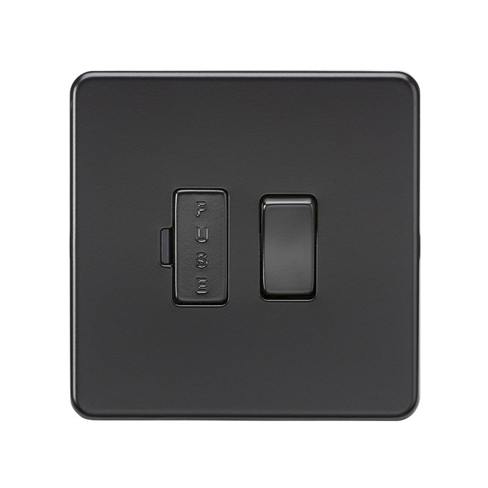 Knightsbridge 13A Switched Fused Spur Unit - Matt Black with black fuse cover