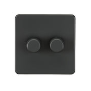 Knightsbridge 2G 2-way 10-200W 5-150W LED Intelligent dimmer - Anthracite