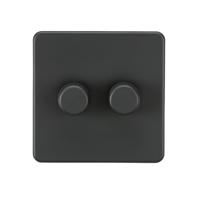 Knightsbridge 2G 2-way 10-200W 5-150W LED Intelligent dimmer - Anthracite