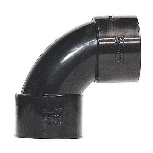 Aquaflow 50mm Spigot Bend 92 Degree Black Solvent Weld Waste Fitting