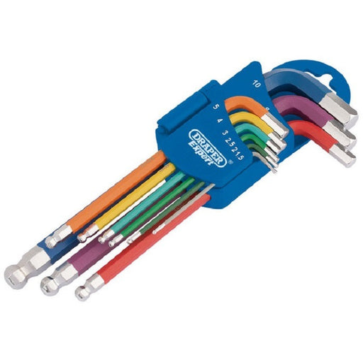 Draper Expert Metric Hex. and Ball End Key Set, Colour Coded 9 Piece