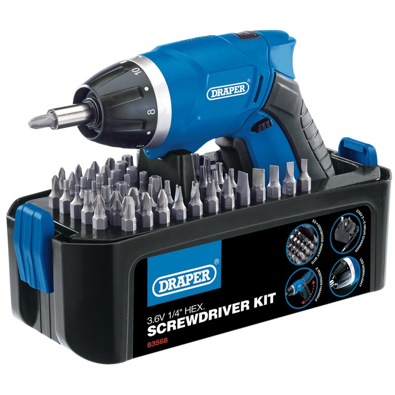 Draper 3.6V Li Screwdriver + Acc + Case