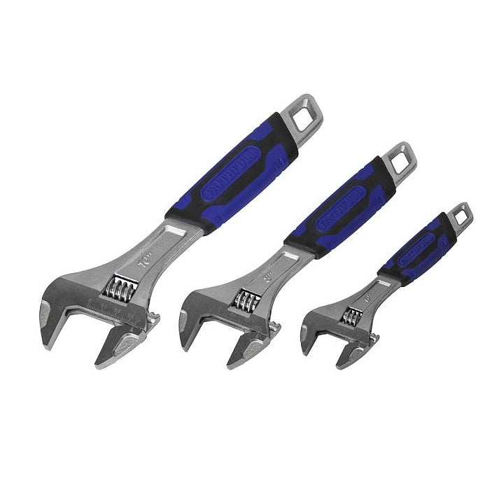 Faithfull Adjustable Spanner Set 3pcs Matt Chrome