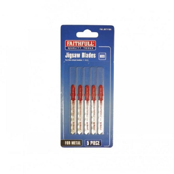 Faithfull JBT118A Jigsaw Blades - Metal Pack of 5