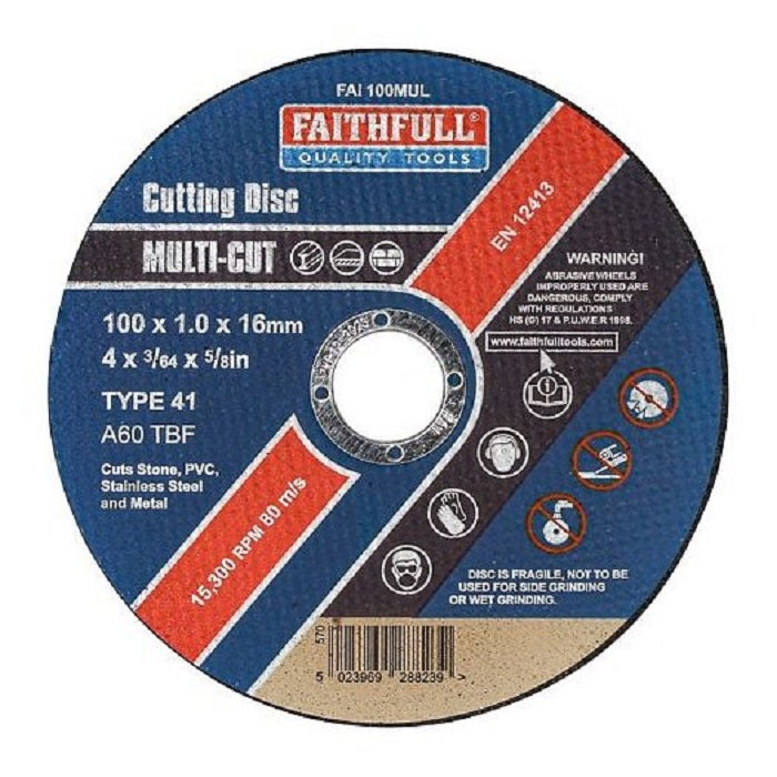 Faithfull Multi-Cut Cutting Discs - Tin of 10