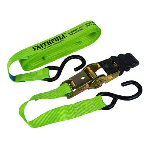 Faithfull Ratchet Tie Down 5M x 25mm BS600kg - Set of 4