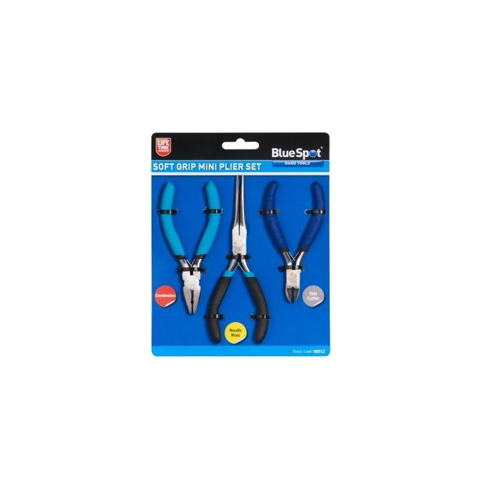 BlueSpot Soft Grip Mini Plier Set 3 pcs