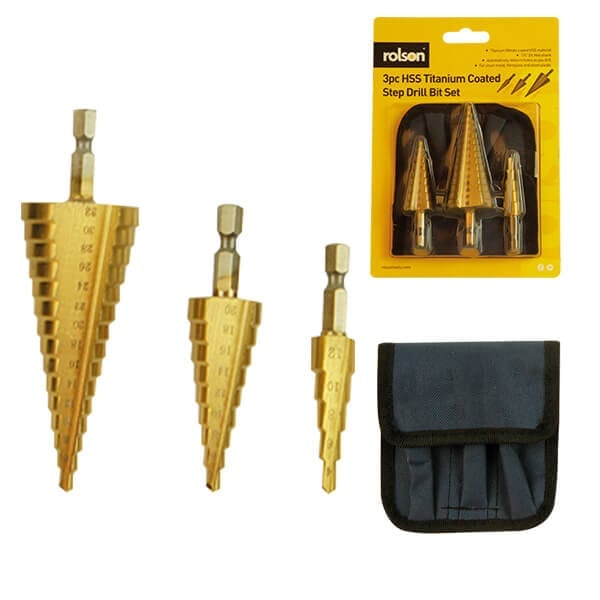 Rolson 3pc Titanium Step Drill Set 48890