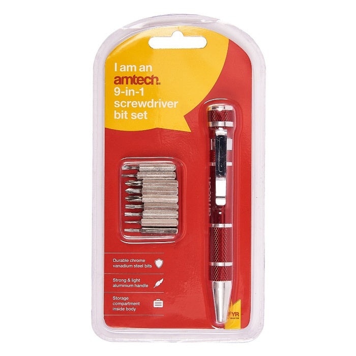 Am-Tech 9-in-1 Screwdriver Bit Set