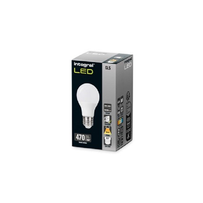 Integral Globe GLS Bulb 5.5W 2700K 470Lm E27 Dimmable 240d B.Angle Opal