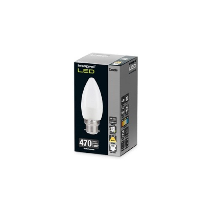 Integral Candle 6.2W 2700K 470Lm Opal B22 Dimmable 280d Beam Angle