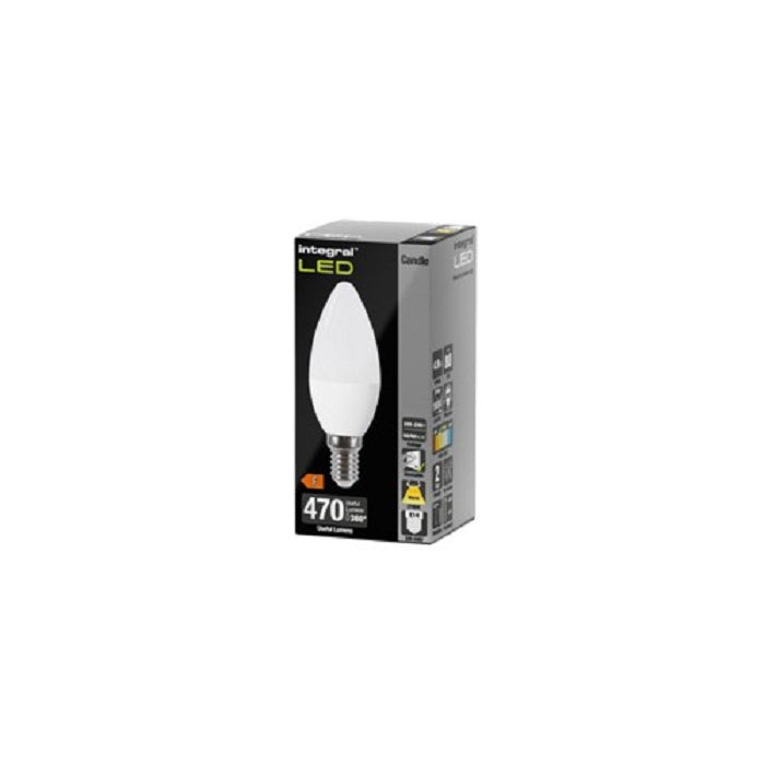 Integral Candle 5.6W Or 6.2W 2700K 470Lm E14 Dimmable 240d B.Angle Opal