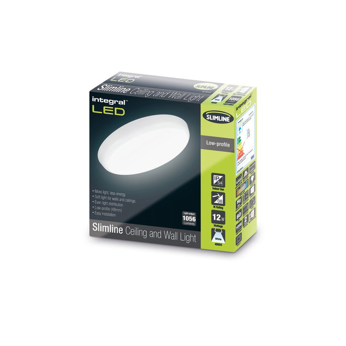 Integral LED Slimline Ceiling/Wall Light 12W 4000K IP54