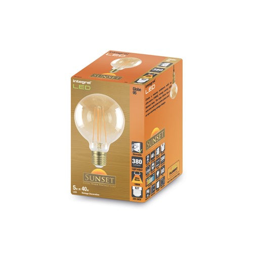 Integral LED Sunset Globe 380Lm 5W 1800K Dimmable Amber Ultra Warm
