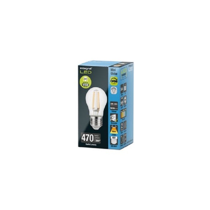 Integral LED Omni Filament Golf Ball Bulb E27 470LM 3.4W 2700K Dimmable 320 Beam Clear Integral