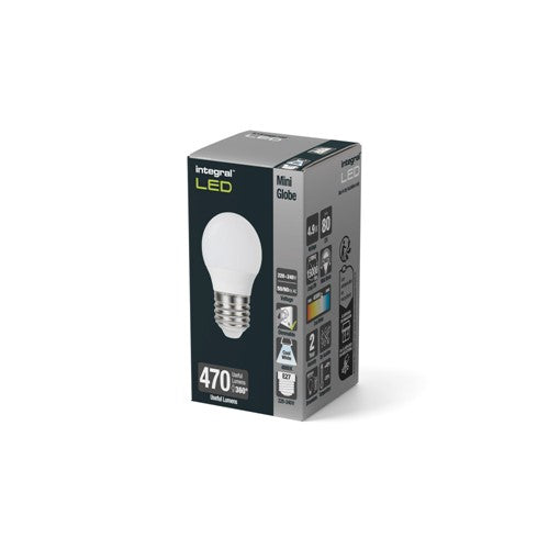 Integral Golf Ball Bulb E27 470Lm 4.9W 4000K Dimmable 240 Beam Frosted Integral