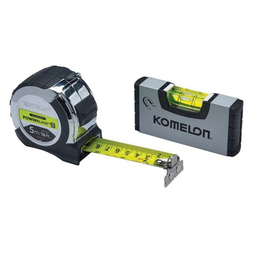 Komelon PowerBlade II Pocket Tape 5m Metric with Mini Level