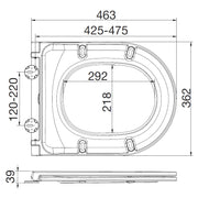 Euroshowers Long D Slimline Soft Close Toilet Seat & Cover White