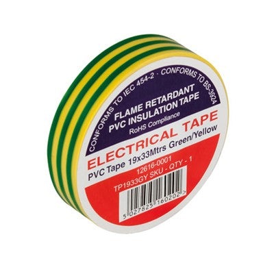 PVC Insulation Tape 19X33M Green/Yellow