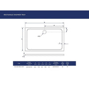 1100x800mm Rectangular 30mm Shower Tray White