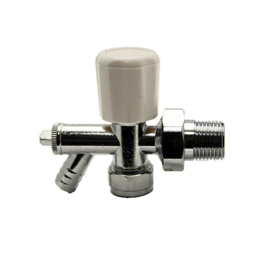 Embrass Peerless 15mm Radiator Valve Angled c/w Drain-Off 3/4″ Nut