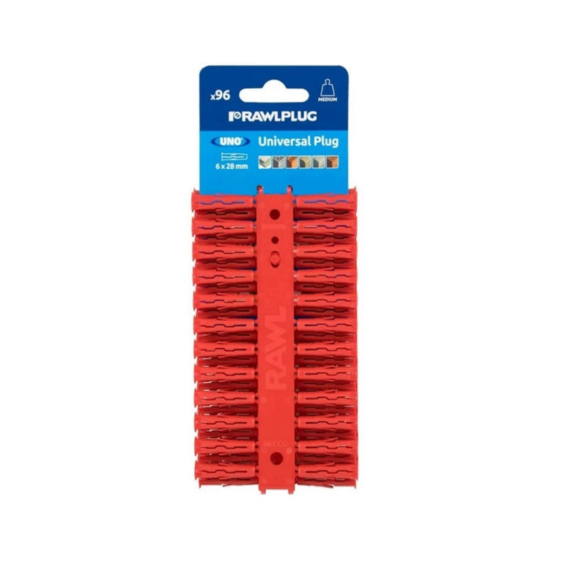 Rawlplug Red Wall Plugs 6mm x 28mm Pk96