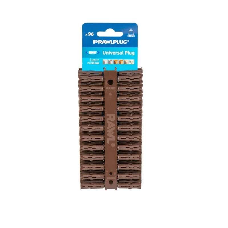 Rawlplug Brown Wall Plugs 7mm x 30mm Pk96