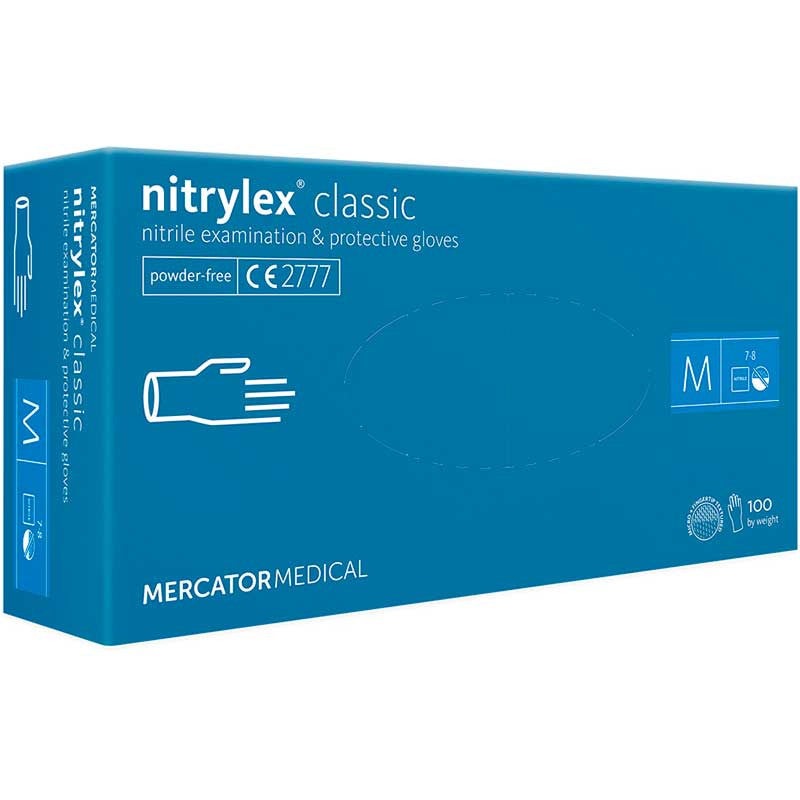 Mercator Blue Nitrile Gloves MEDIUM - Box 100