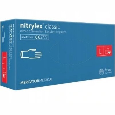 Mercator Blue Nitrile Gloves LARGE L - Box 100