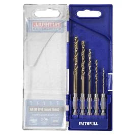 Faithfull HSSE M35 Cobalt Quick-Change Impact Drill Bit Set (x5) UK