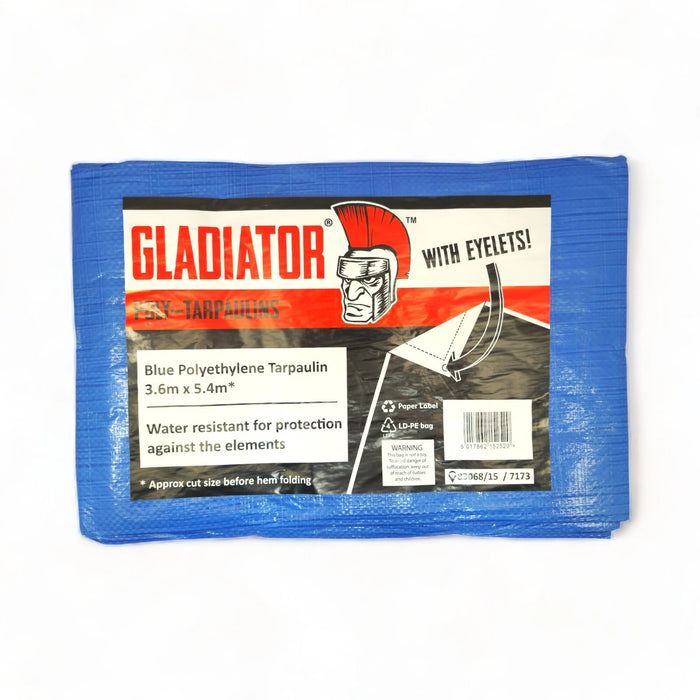 Gladiator Waterproof Tarpaulin Blue 3.5m x 5.4m 12ft x 18ft
