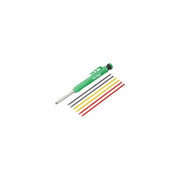 BlueSpot 28802 marking pencil with six replacement leads in black, yellow and red