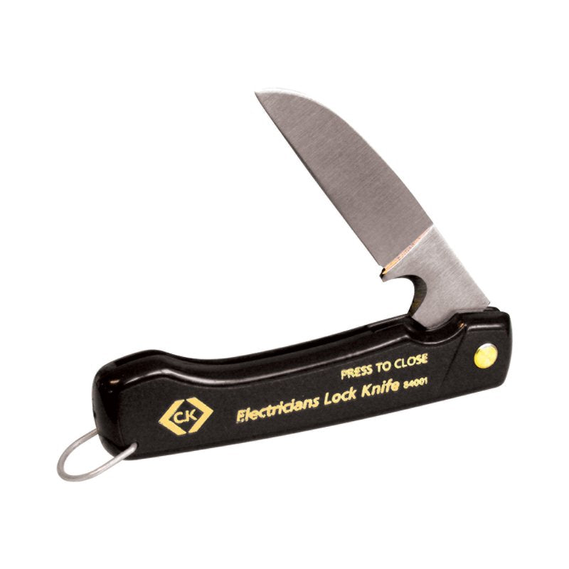 C.K 484001 electricians folding lock knife, shown partly open