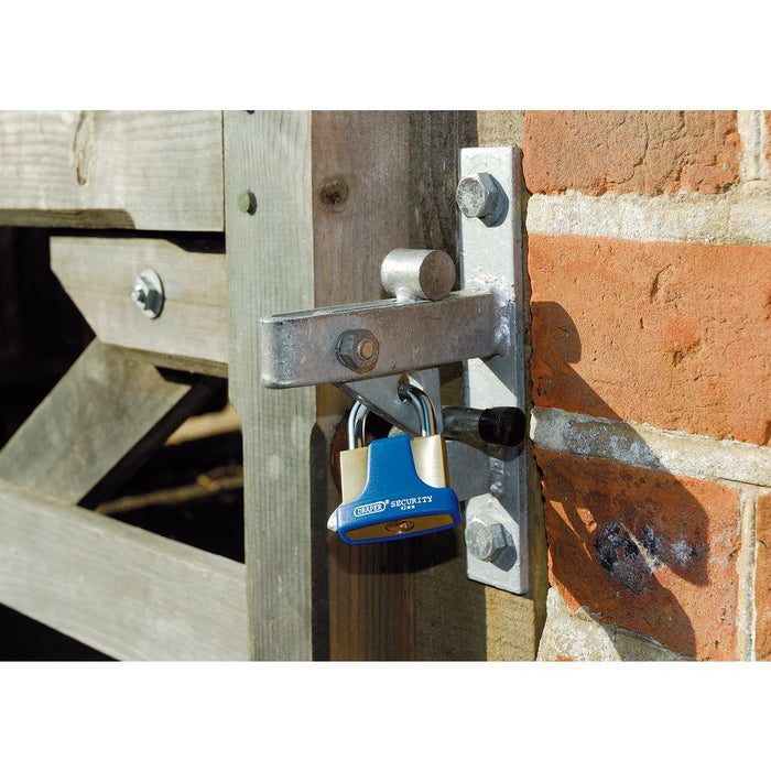Draper Solid Brass Padlock and 2 Keys with Hardened Steel Shackle and Bumper, 42mm