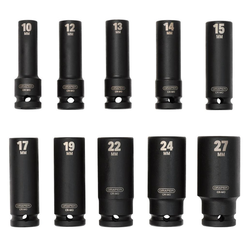 Draper Metric Deep Impact Socket Set, 1/2" 10pcs
