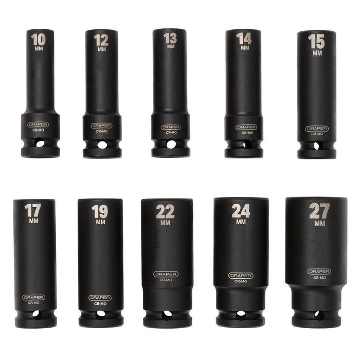 Draper Metric Deep Impact Socket Set, 1/2" 10pcs