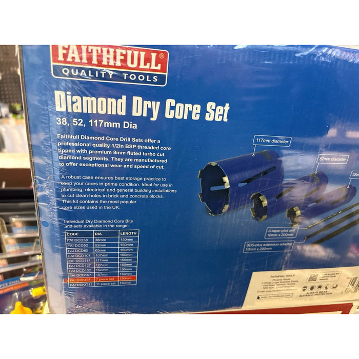 Faithfull Diamond Dry Core Drill Kit & Case - Set of 7 FAIDCKIT7