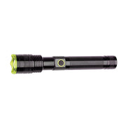 Full Integral LED ILWLT001 torch, both ends visible, black body with green bezel and power button