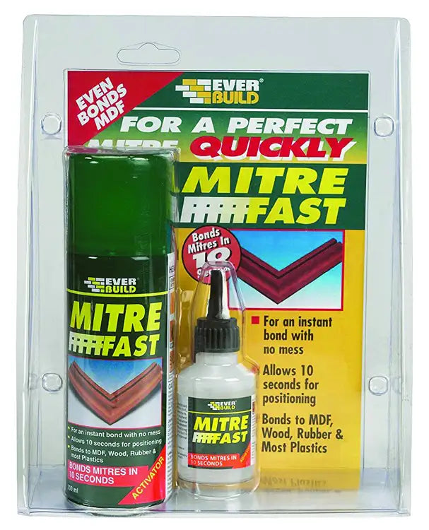 Everbuild Mitre Fast Bonding Kit, Clear (50g Adhesive & 200ml Aerosol Activator)