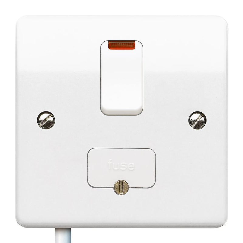 MK 13A 1-Gang Switched Fused Connection Unit with Neon Indicator Gloss White