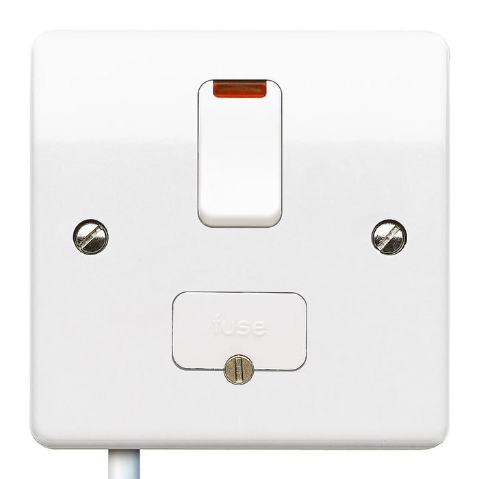 MK 13A 1-Gang Switched Fused Connection Unit with Neon Indicator Gloss White