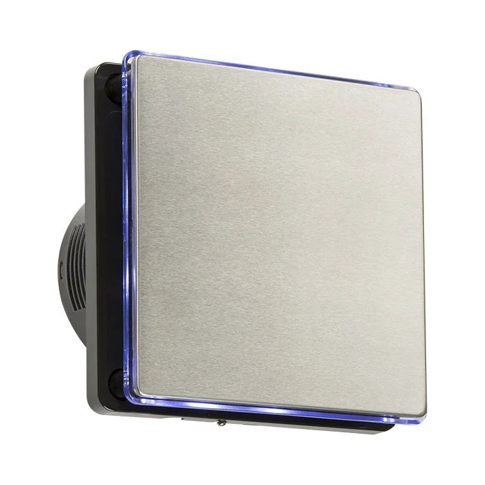 Knightsbridge Black and Stainless Steel 100mm/4 inch LED Backlit Extractor Fan with Overrun Timer